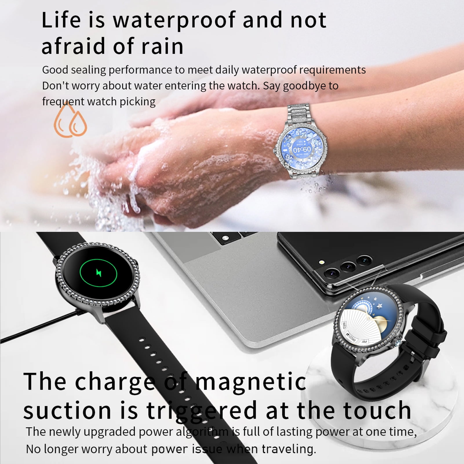 Intelligent Watch Ios7.1 Silver Frame Fitness Watch Ip67 waterproof Bt5.0 Inches Ip67 waterproof 1.32 Inches Bt5.0 Android ios Watch Compatible Watch