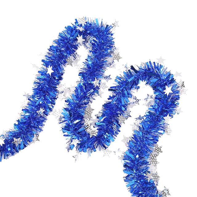 Adorno colgante de pared de guirnalda de Navidad brillante, decoraciones para fiestas, suministros para fiestas: serpentinas en forma de estrella azul