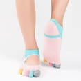 thumbnail image 4 of Calcetines de Yoga de algodón para mujer, antideslizantes, para gimnasio, cinco dedos, sin espalda, deportivos, calcetines elásticos altos Inevent HA2218-03B, 4 of 5