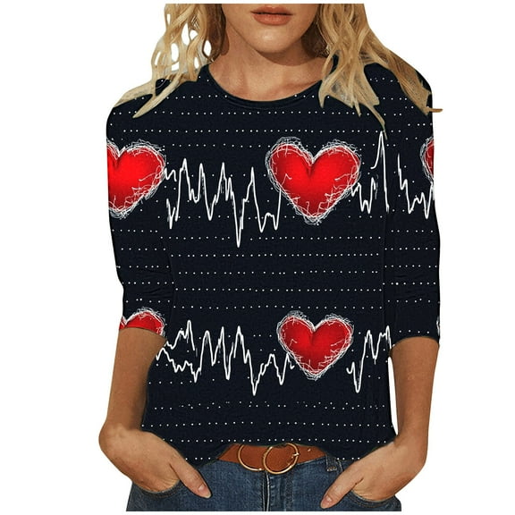 Htigea Womens Valentines Day Tops Womens T Shirts,Women's Pink Short Sleeve Valentine's Day Gifts for Wife Shirts Sweetheart Print Crew Neck Casual Tops Black,XXXL