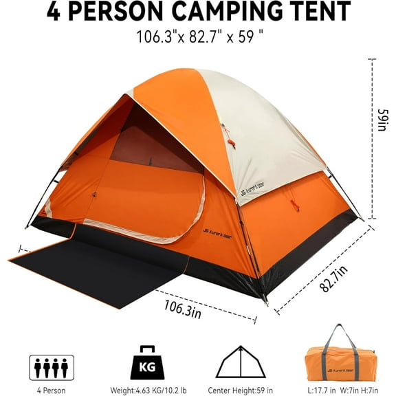 2 Person Camping Tent - 4 Person Tents for Camping Windproof Tents for Hiking, Backpacking, Traveling, Family Use