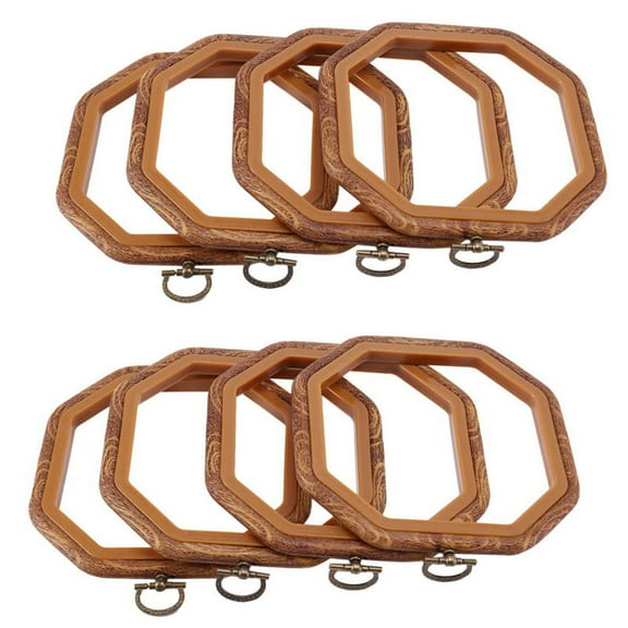 8PCS Octagon Embroidery Hoops Imitated Wood Set Display Frame for Art Craft Handy Sewing and Hanging