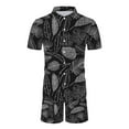 thumbnail image 5 of PEASKJP Men's 2 Piece Outfits Tropical Print Short Sleeve Button Down Hawaiian Shirt and Shorts Set (Black,M), 5 of 6