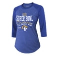 thumbnail image 2 of Women's Majestic Threads Heathered Royal Los Angeles Rams Super Bowl LVI Champions Roaring Success Tri-Blend 3/4 Sleeve, 2 of 3