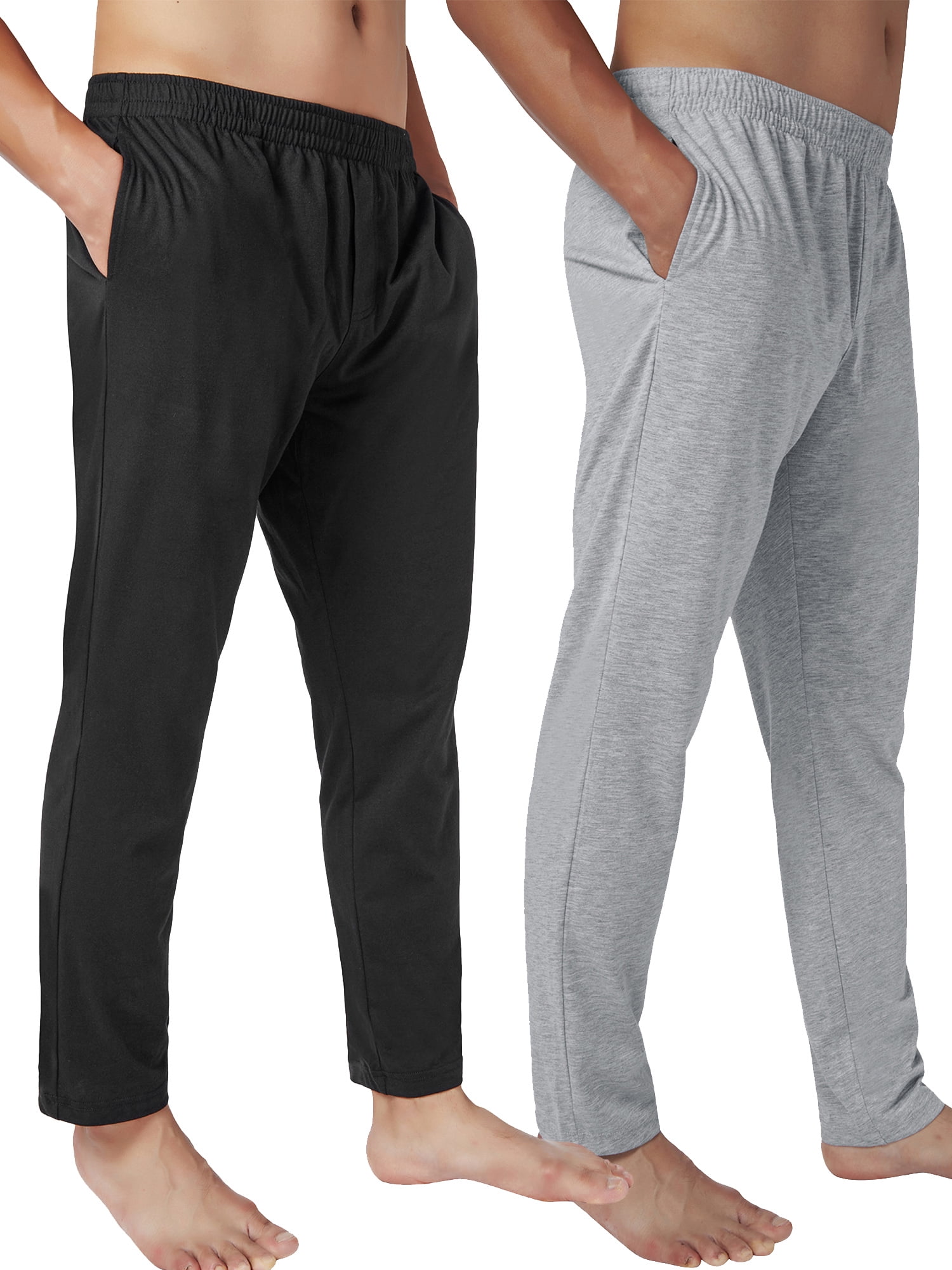 SAYFUT 2 Pack Men's Big and Tall Pajama Pants Cotton Sleep Lounge Pants ...