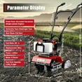 thumbnail image 2 of 52CC Gas Powered Tiller Cultivator 2-Stroke Garden Cultivator Single-Cylinder Hand Rotary Cultivator Rototiller Garden Tool with Air-Cooling for Garden and Field Soil Cultivation 7000r/min, 2 of 7