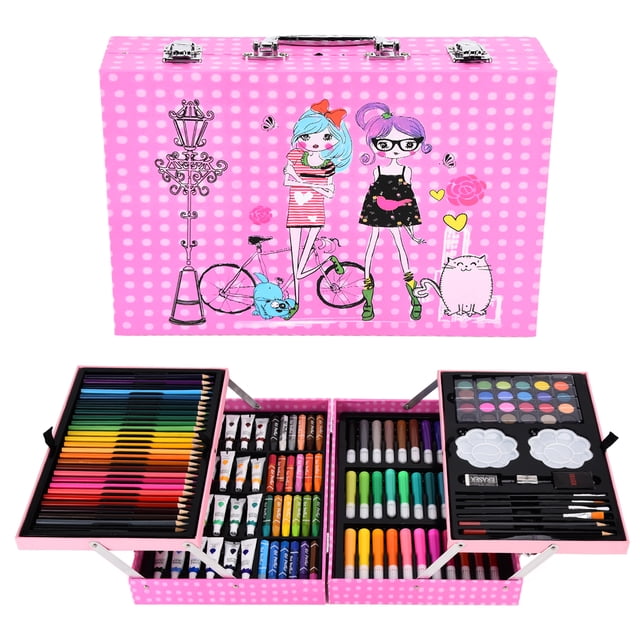 Drawing Art Box Washable Odorless Colorful Safe Pigment 2 Layer Aluminum Box Art Set