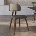 thumbnail image 2 of LeisureMod Clivo Leather Dining Chair – Modern Open-Back with Curved Wooden Slats & Poplar Wood Legs for Kitchen or Dining Room Set of 2, 2 of 16