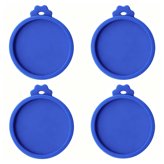 ACDANC 4 Pcs 7cm Durable Pet Can Lids,Silicone Small Pet Can Covers Waterproof Cat Food Cans Lids for 3 Oz Cat Food Cans Small Cat Food Can Lids（Blue）