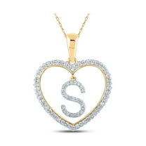 10kt Yellow Gold Womens Round Diamond Heart S Letter Pendant 1/4 Cttw