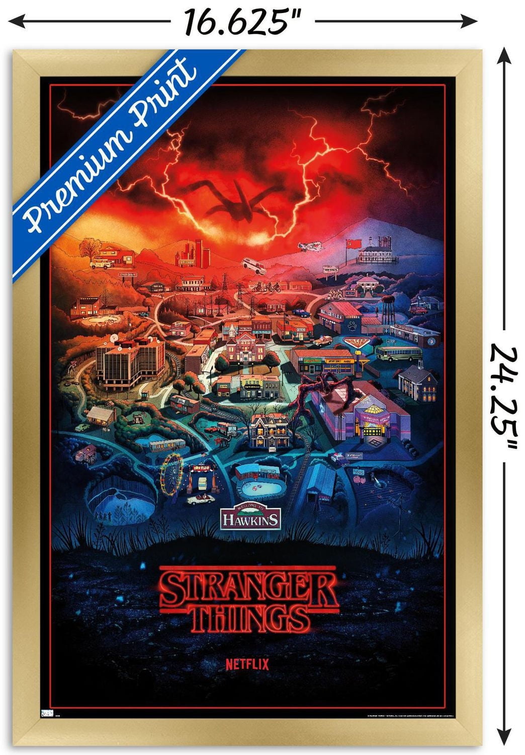 Netflix Stranger Things: Season 4 - Hawkins, Indiana Wall Poster, 22.375" x 34" Framed