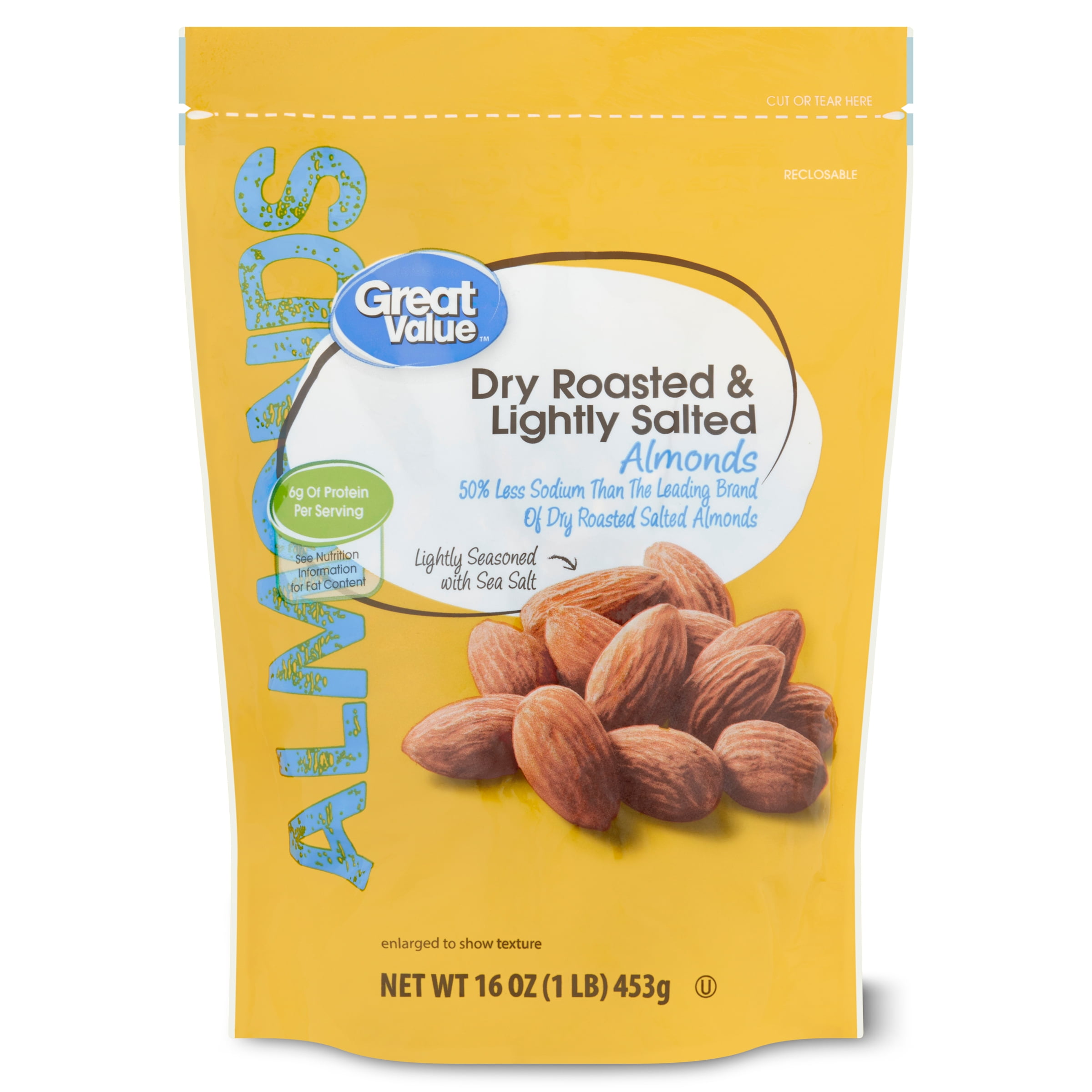 Great Value Dry Roasted & Lightly Salted Almonds, 16 Oz