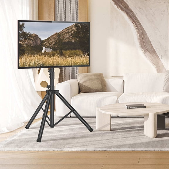Outdoor Portable Tripod TV Stand for TVs up to 70 75 inch, Height Adjustable