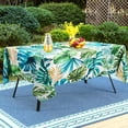 thumbnail image 2 of Tropical Leaves Outdoor Tablecloth with Umbrella Hole for Rectangle Table, Waterproof Green Leaf Patio Table Cloth with Zipper - 60 x 84 inches, 2 of 6