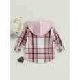 thumbnail image 4 of Suealasg Kids Girls Plaid Shirts Jacket 1T 2T 3T 4T 5T 6T Little Girls Long Sleeve Button Closure Hooded Outwear Tops Child Girls Fall Clothes with Pockets, 4 of 9