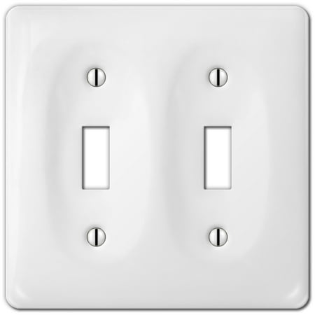 Ceramic Heat Reflector Plate - Amerelle 3020TTW Classic Ceramic Double Toggle Wallplate, White