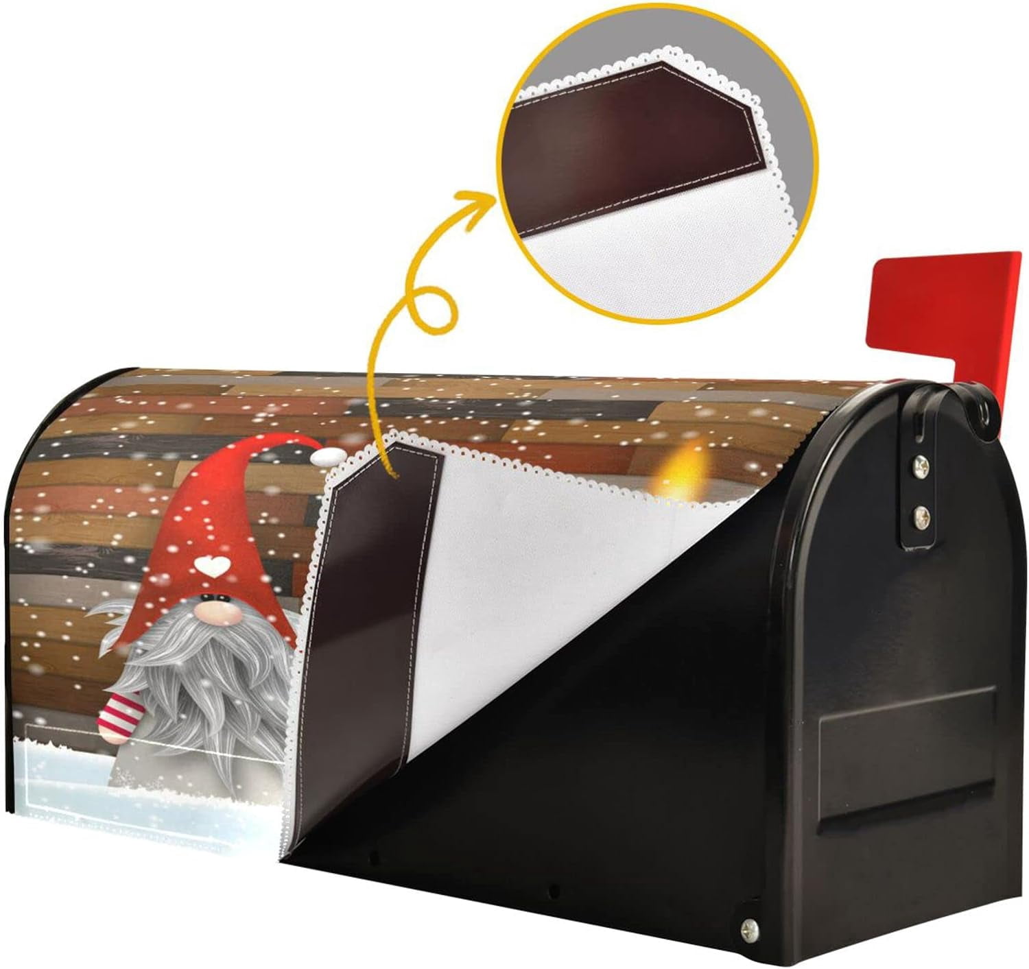 Christmas Gnome Elf Mailbox Cover Xmas Candle Winter Snow Mailbox Covers Magnetic Large Oversized 21"X25.5" Mailbox Wraps Post Letter Box Cover Garden Decorations