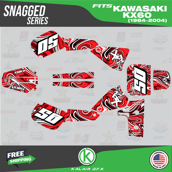 Kalair GFX Graphics Kit for Kawasaki KX60 (1984-2004) Snagged Series