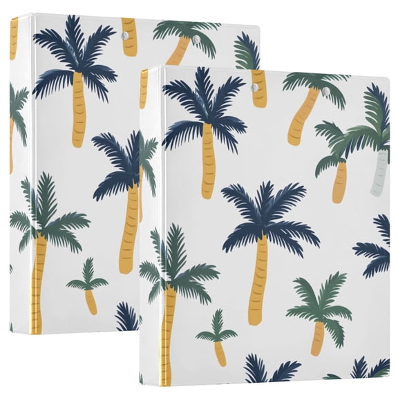 ALAZA Palm Tree-a6 Hardcover 3 Ring Binder 1.5" Round Rings Interior Pockets Binders Organizer 2 Pack