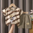 thumbnail image 2 of Sopiago Toddler Baby Boys Summer Clothes 3 6 12 18 24 Months 2T 3T 4T 5T Boys Outfits Sleeveless Dinosaur Print Tank Tops Striped Shorts Set Grey,6-12 Months, 2 of 5