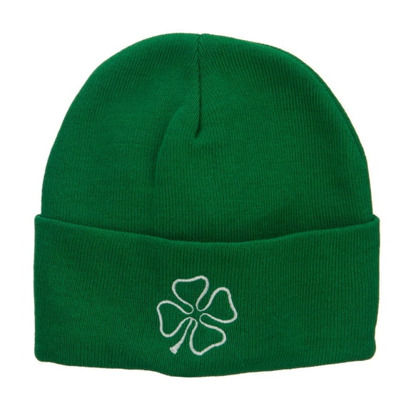 Irish Clover Embroidered Big Size Long Beanie - Kelly XL-3XL