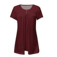 thumbnail image 4 of Women's Tunic Tops for Leggings Short Sleeve Shirts Up Casual Ruched Blouses Clothes, 4 of 4