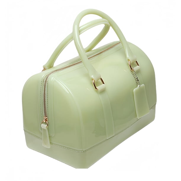 MIFORINES Bolso de mano con asa superior en forma de almohada de gelatina de verano para mujer, bolso de cristal transparente de Color caramelo