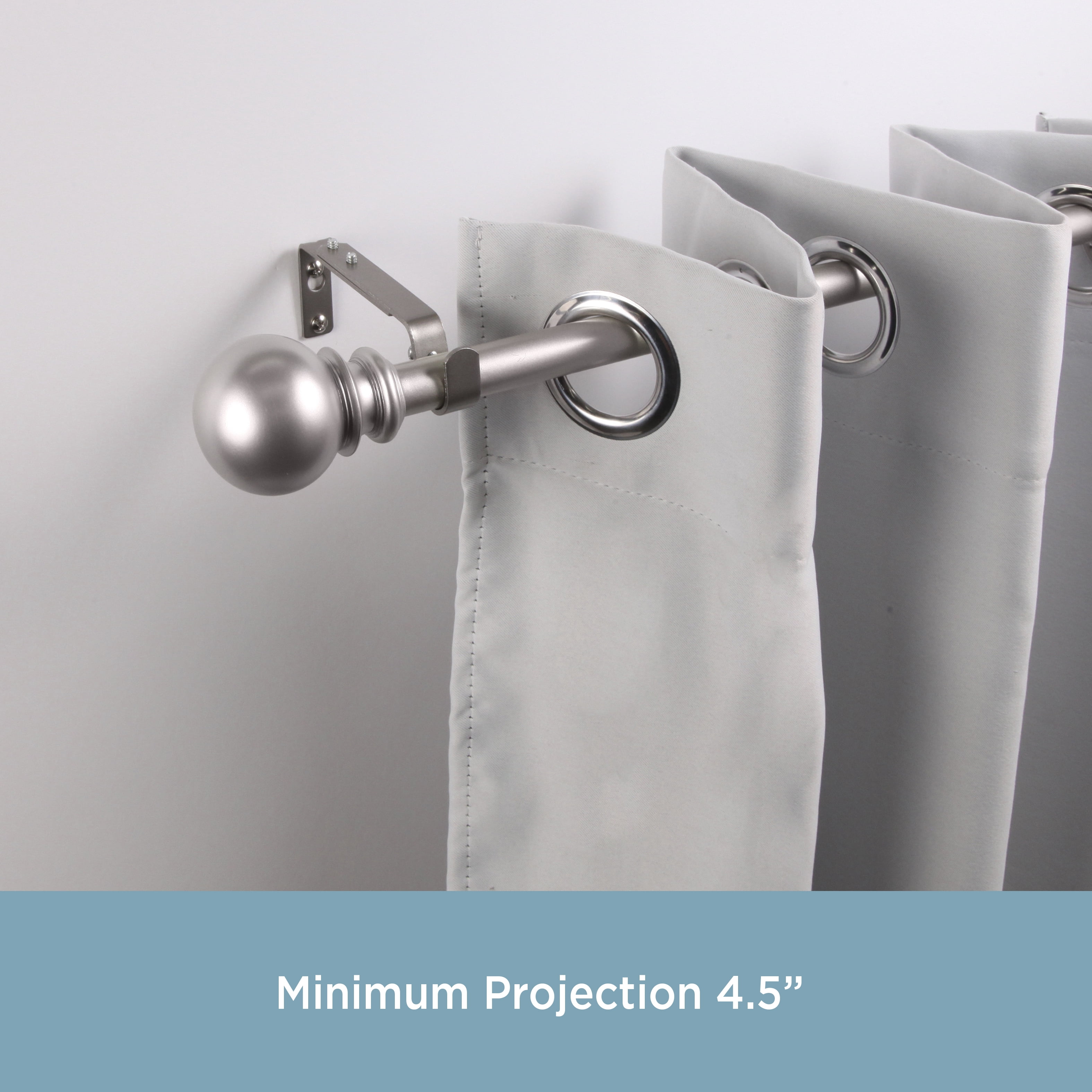 Kenney 3/4" Adjustable 4.5-6.125" Curtain Rod Mounting Brackets, Set of 2, Polished Pewter