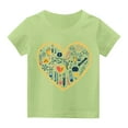 thumbnail image 5 of Virmaxy (3-15y) Boys Girls Opening Season Trendy Tops Kids Letter Printing T-Shirt Spring Summer Short-Sleeved Round Neck Pullover Bottoming Shirt Green-3 11 Years, 5 of 5