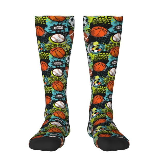 Fotbe Balls Calcetas Divertidas Estampadas para Hombre y Mujer, Calcetas de Algodón hasta la Rodilla para Caminar, Correr, Enfermería y Embarazo