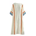 thumbnail image 6 of KHONTS Women's 3/4 Sleeve V-Neck Strip Oversize Linen Maxi Dress Plus Size Loose Long Dresses 10-Blue XL, 6 of 6