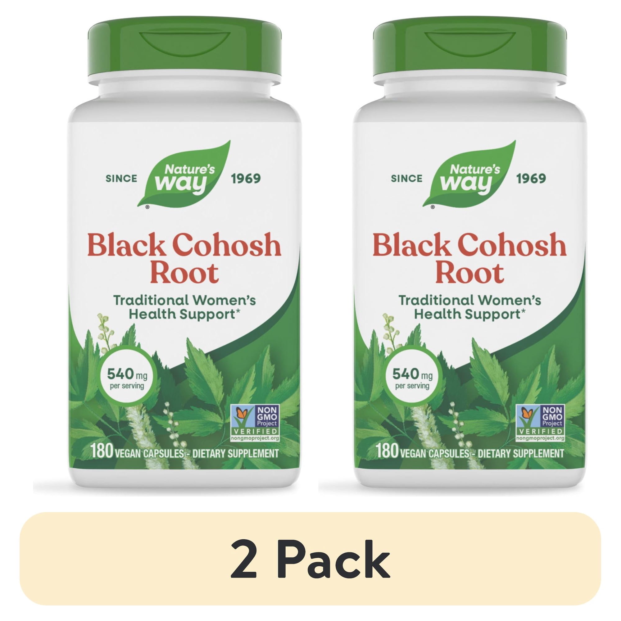 (2 pack) Nature's Way Black Cohosh Root Capsules, Traditional Support for Women's Health*, 180 Count