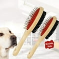thumbnail image 5 of Double Sided Pet Comb for Dogs and Cats, Wood Handle, Steel Needle, Soft Brush, Hair Removal, 5 of 5