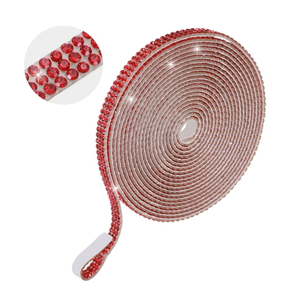 Rhinestone Ribbon 0.3" x 3 Yard Self-Adhesive Crystal Rhinestone Strips for DIY Crafts Party Car Phone (Red)