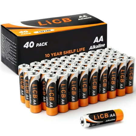 LiCB 1.5 Volts Alkaline AA Batteries 40 Pack, Long-Lasting Alkaline Double a Battery