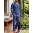 thumbnail image 3 of Airmenty Men's Pajama Set Long Sleeve V-Neck Lightweight Sleepwear Shirts and Bottoms Soft Comfy 2 Piece Pjs Loungewear with Pockets S-2XL, 3 of 5