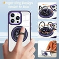 thumbnail image 5 of Phone Case for Apple iPhone 15 Pro Max (6.7") Clear Transparent Back Hybrid with Rotate Ring Stand & MagSafe Compatible Shockproof Slim TPU Cover [Purple], 5 of 8