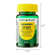 Spring Valley Slow Release Iron General Health & Wellness Dietary Supplement Tablets, 45 mg, 30 Count