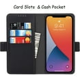 thumbnail image 5 of 2-in-1 Magnetic Detachable Wallet Case for iPhone 13 Pro, Card Slots Holder Genuine Leather Kickstand Shockproof Wrist Lanyard Strap Removable Cover 5G 6.1",Black, 5 of 14