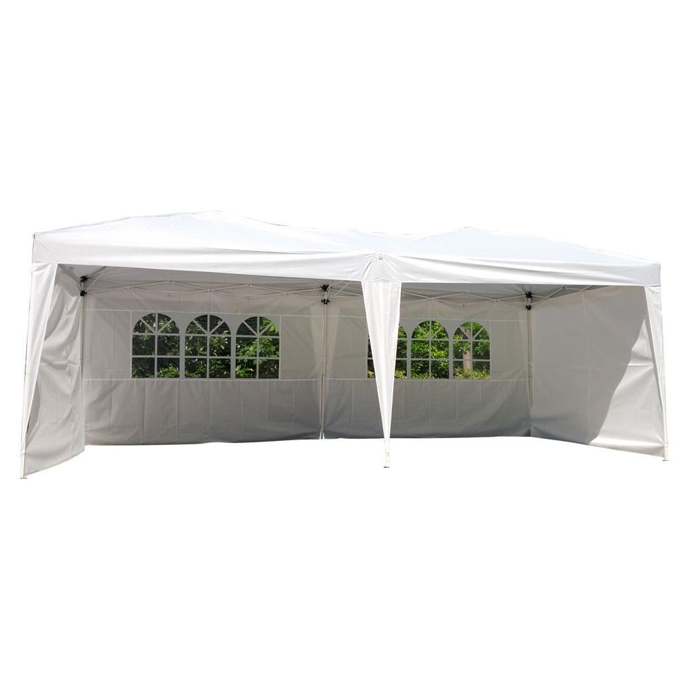 Dkeli 10x20 Party Canopy Tent Outdoor Wedding Tent Waterproof UV Protection Gazebo Pavilion with 4 Removable Sidewalls Heavy Duty Portable Camping Shelter BBQ Pavilion Canopy Cater Events White