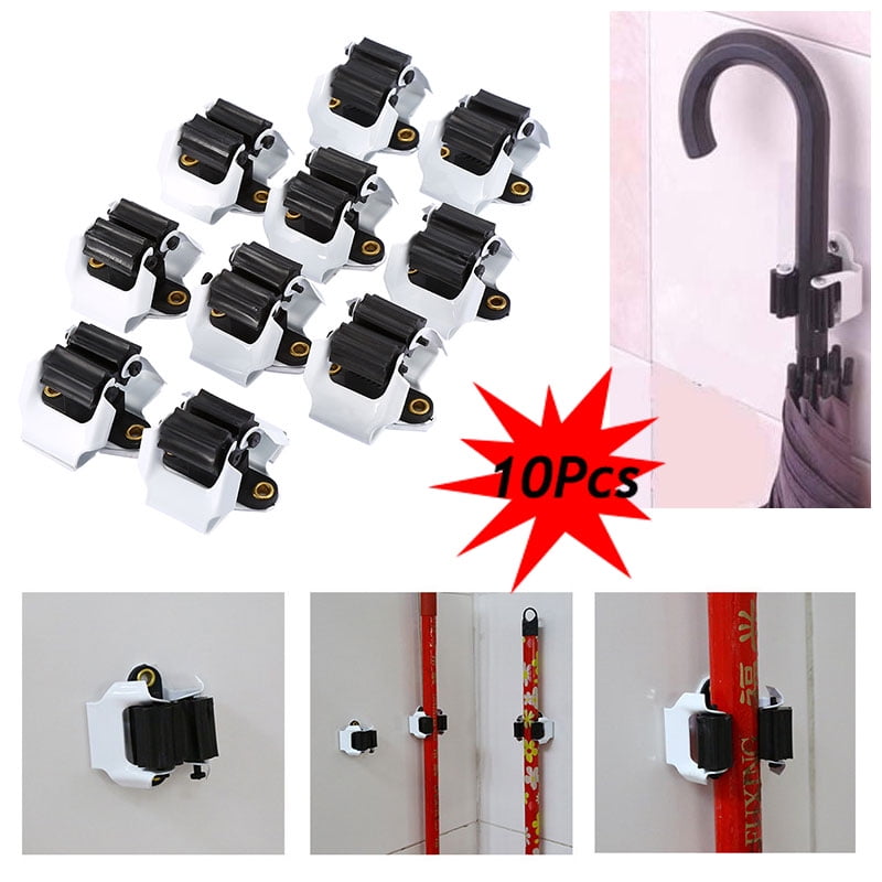 10pcs Wall Mounted Mop Brush Broom Holder Hanger Organizer Storage Kitchen Tool 10 Piece Holders