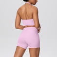 thumbnail image 6 of YOIAVAIOY Women Halter Sports Bra Workout Seamless Padded Basic Bra Open Back Yoga Gym Crop Tops Pink M, 6 of 6