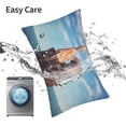 thumbnail image 5 of Kdxio Cotton Pillow Cases 16"x24" Pillowcases,Soft and Breathable Bedroom Pillow Cases-Elephant And A Giraffe Sitting On A Rock Admiring The Ocean-No Pillow Core, 5 of 5