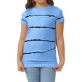 thumbnail image 3 of Langwyqu Girls Casual Short Sleeve Striped T Shirts Kids Loose Tees Size 4-15, 3 of 5