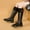 #182-Black, variant on Wowcloth Winter Knee-High Boots for Women - Fashion Casual Solid Color with Rear Zipper and Chunky Low Heel for Daily Wear