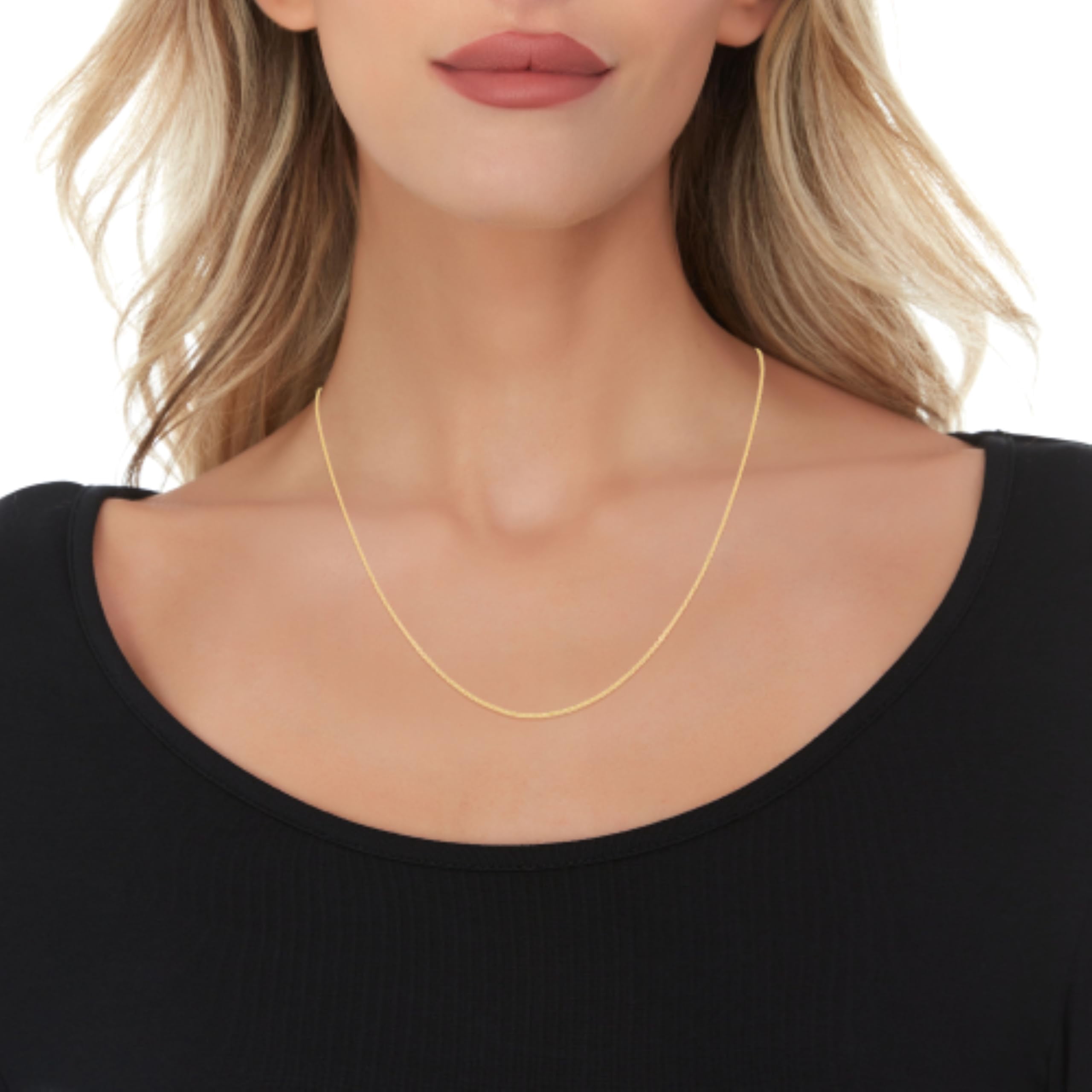 Floreo 18k Yellow Gold Double Extendable Diamond Cut Cable Chain Adjustable Necklace, 16" - 17" - 18 Inch