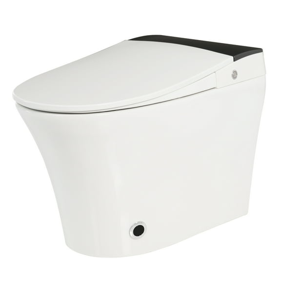Smart Toilet with Heated Seat - Tankless One-Piece Design with Foot Sensor Flush & Night Light
