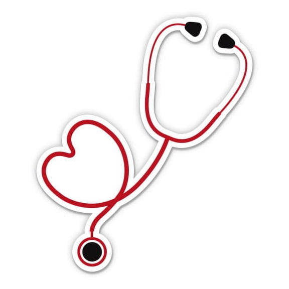 Stethoscope Heart - 3" Vinyl Sticker - For Car Laptop I-Pad Phone Helmet Hard Hat - Waterproof Decal