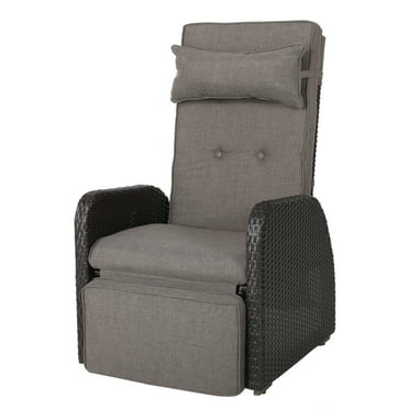 GDF Studio Odina Outdoor Wicker Recliner with Cushion, Multibrown and Brown