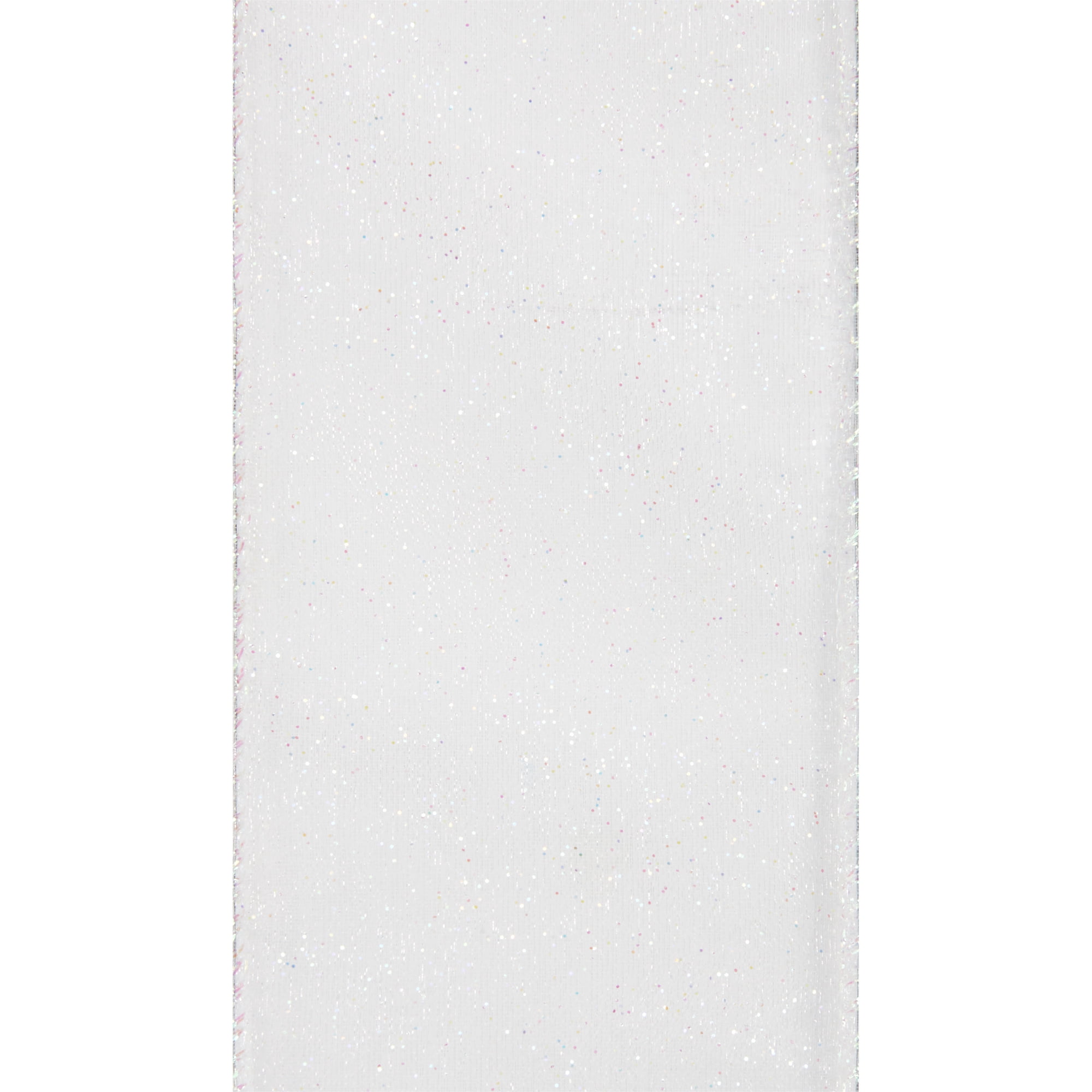 Offray Ribbon, White 2 1/2 inch Wired Edge Sheer Metallic Ribbon, 9 feet